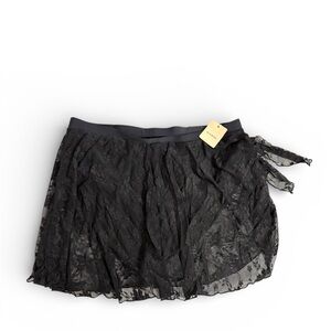BloomChic Black Lace Swim Skirt with Sheer Overlay & Side tie. Size 26
